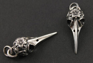 Sterling Silver Bird Skull Charm  -- SS/CH10/CR43 - Beadspoint