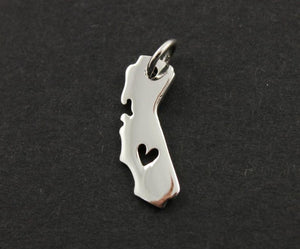 Sterling Silver California State with Heart Charm -- SS/CH10/CR44 - Beadspoint