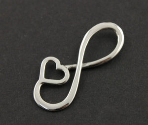 Sterling Silver Infinity Link With Heart Charm -- SS/680/35x15 - Beadspoint