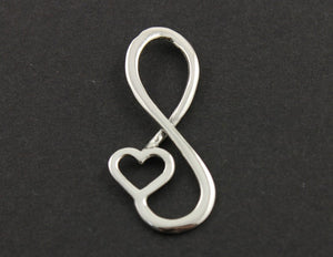 Sterling Silver Infinity Link With Heart Charm -- SS/680/35x15 - Beadspoint