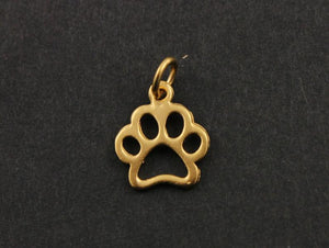 24K Gold Vermeil Over Sterling Silver Paw Charm-- VM/CH7/CR52 - Beadspoint