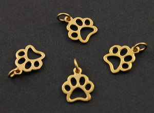 24K Gold Vermeil Over Sterling Silver Paw Charm-- VM/CH7/CR52 - Beadspoint