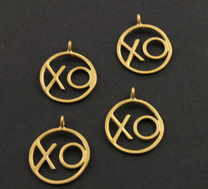 24K Gold Vermeil Over Sterling Silver XO Charm -- VM/CH3/CR10 - Beadspoint