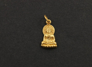 24K Gold Vermeil Over Sterling Silver Buddha Head Charm-- VM/CH2/CR8 - Beadspoint
