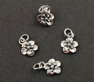 Sterling Silver Small Flower Charm -- SS/CH4/CR87 - Beadspoint