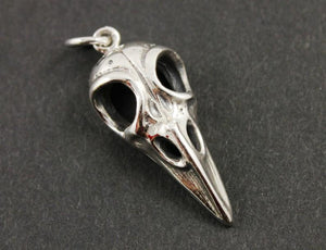 Sterling Silver Bird Skull Charm  -- SS/CH10/CR45 - Beadspoint