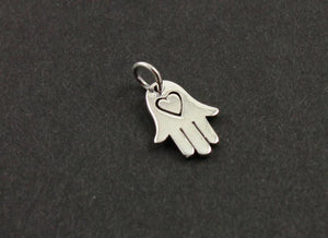 Sterling Silver Hamsa with Heart Charm--SS/CH2/CR57 - Beadspoint