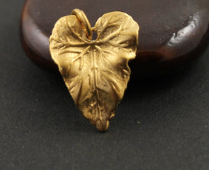 24K Gold Vermeil Over Sterling Silver Leaf Charm -- VM/CH4/CR91 - Beadspoint