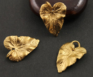 24K Gold Vermeil Over Sterling Silver Leaf Charm -- VM/CH4/CR91 - Beadspoint