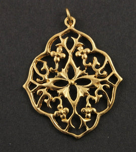 24k Gold vermeil over Sterling Silver Victorian Broach Charm -- VM/CH5/CR33 - Beadspoint
