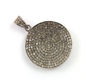 Pave Diamond  Round Dish  Pendant --DP-1173 - Beadspoint