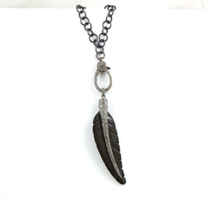 Pave Diamond Feather Pendant --DP-1121 - Beadspoint