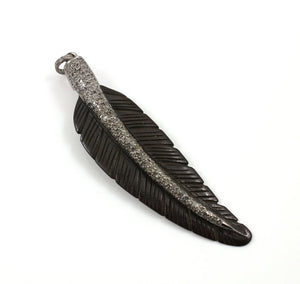 Pave Diamond Feather Pendant --DP-1121 - Beadspoint