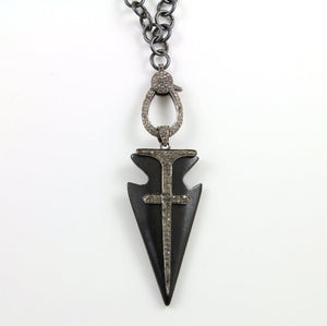 Pave Diamond Black Arrowhead Pendant -- DP-0865 - Beadspoint