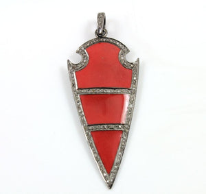 Pave Diamond Red Arrowhead Pendant   -- DP-0020 - Beadspoint