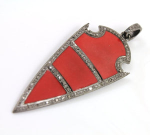 Pave Diamond Red Arrowhead Pendant   -- DP-0020 - Beadspoint
