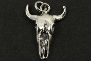 Sterling Silver Bull Skull  Charm  -- SS/CH7/CR61 - Beadspoint