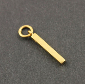 24K Gold Vermeil Over Sterling Silver Bar Charm  -- VM/CH11/CR19 - Beadspoint