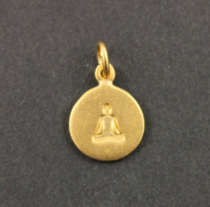 24K Gold Vermeil Over Sterling Silver Meditation Charm in a Disc -- VM/CH2/CR62 - Beadspoint