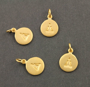 24K Gold Vermeil Over Sterling Silver Meditation Charm in a Disc -- VM/CH2/CR62 - Beadspoint