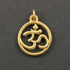 24K Gold Vermeil Over Sterling Silver Ohm Charm -- VM/CH2/CR60 - Beadspoint