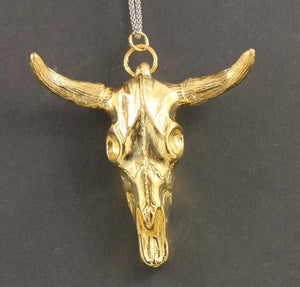 Gold Vermeil Over Sterling Silver Bull Face Charm -- BULL-001 - Beadspoint