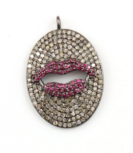 Pave Diamond Kiss Pendant -- DPS-057 - Beadspoint