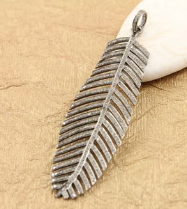 Pave Diamond Feather Pendant -- DP-1385 - Beadspoint