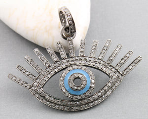 Pave Diamond Enamel Large Evil Eye Pendant -- DP-1470 - Beadspoint