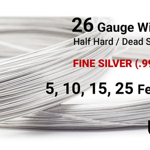 26 Gauge Fine Silver Round Half Hard or Dead Soft Wire - Beadspoint