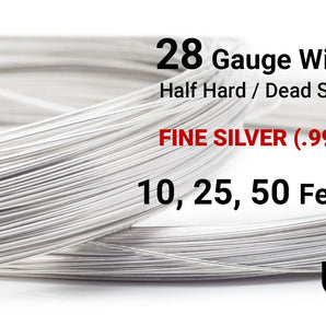 28 Gauge Fine Silver Round Half Hard or Dead Soft Wire - Beadspoint