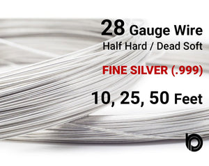 28 Gauge Fine Silver Round Half Hard or Dead Soft Wire - Beadspoint