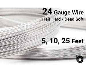 24 Gauge Sterling Silver Round Half Hard or Dead Soft Wire - Beadspoint