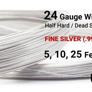 24 Gauge Fine Silver Round Half Hard or Dead Soft Wire - Beadspoint