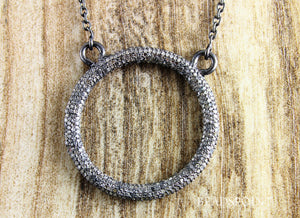 Pave Diamond Circle of Trust Pendant w/Finished Chain 16 & 18 inches  -- DCH-062 - Beadspoint