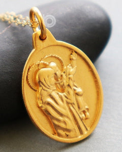 Gold Vermeil Over Sterling Silver Catholic Lucky Charm -- VM/CH1/CR69 - Beadspoint