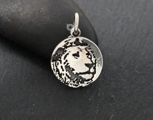 Sterling Silver Lion Face Charm -- SS/CH4/CR152 - Beadspoint