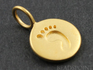 24K Gold Vermeil Over Sterling Silver Baby Feet Stamp Charm-- VM/CH10/CR16 - Beadspoint