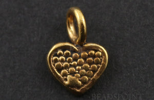 24K Gold Vermeil Over Sterling Silver Heart Charm -- VM/CH8/CR22 - Beadspoint