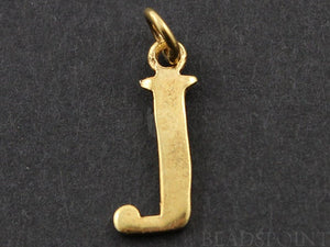 Gold Vermeil Over Sterling Silver Letter "J" Initial Charm -- VM/2032/J - Beadspoint