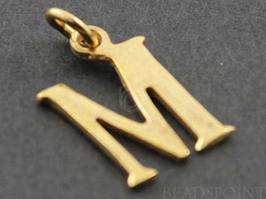 Gold Vermeil Over Sterling Silver Letter "M" Initial Charm -- VM/2032/M - Beadspoint