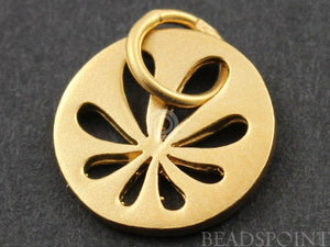 24K Gold Vermeil Over Sterling Silver Cut Out Flower Charm -- VM/CH4/CR41 - Beadspoint