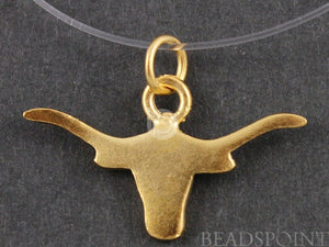 24K Gold Vermeil Over Sterling Silver Longhorn Charm  -- VM/CH7/CR23 - Beadspoint