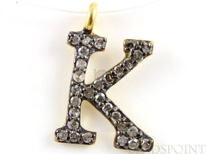 Pave Diamond Initial 'K' Letter Charm, (DCH/K) - Beadspoint
