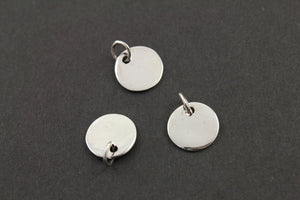 Sterling Silver Flat Round Blank Charm -- SS/CH11/CR3-B - Beadspoint