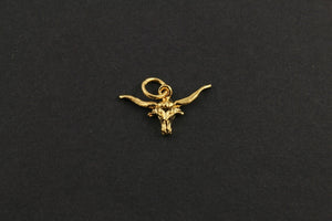 24K Gold Vermeil Over Sterling Silver Longhorn Charm with Soldered Ring Bail-- VM/CH7/CR17 - Beadspoint