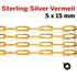Sterling Silver Vermeil Paperclip chain, w/ 1 Micron Gold, 15 x 5 mm, (VM-182-LG)