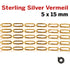 Sterling Silver Vermeil Paperclip chain w/ring, w/ 1 Micron Gold,  5 x 15 mm, (VM-182-LGR)
