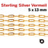 Sterling Silver Vermeil Paperclip chain, w/ 1 Micron Gold, 13 x 5 mm, (VM-182-MD)