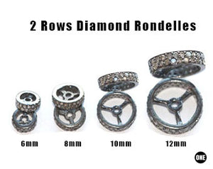 Pave Diamond Two Row Roundel spacer,   (DF-RND6-12-2)